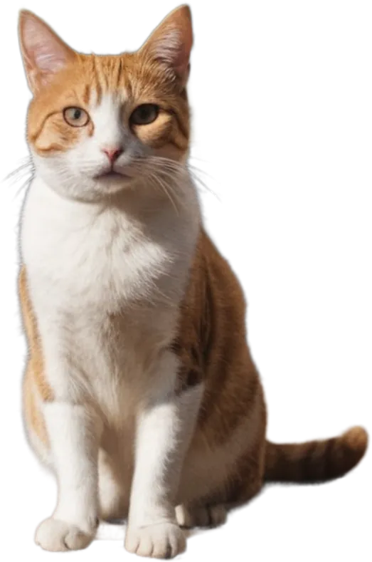 Gato naranja y blanco sentado